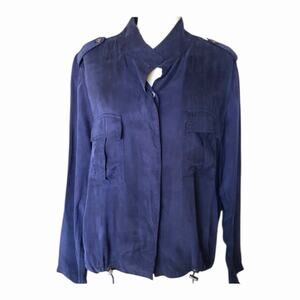 Rails Rowen Military Crop Jacket Cobalt Blue Shoulder Epaulets NWT Medium